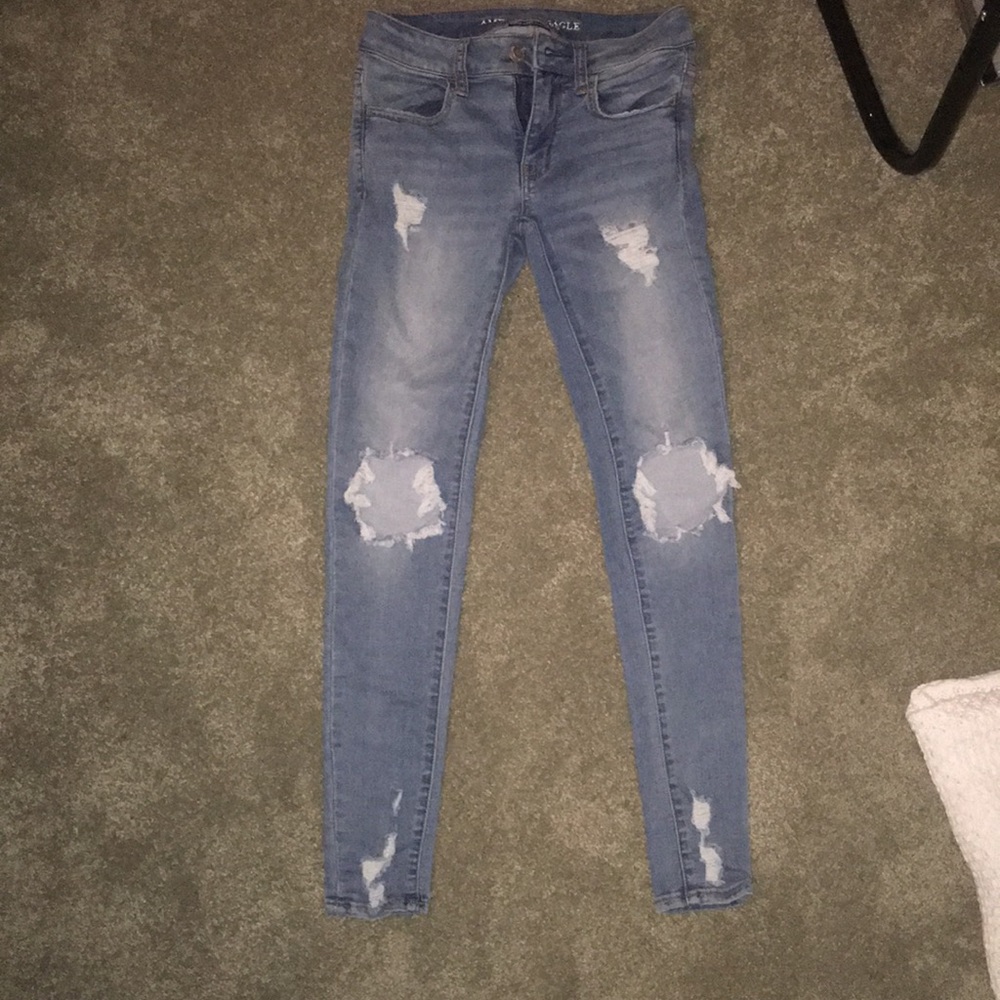 Distressed American Eagle Stretchy Jeans